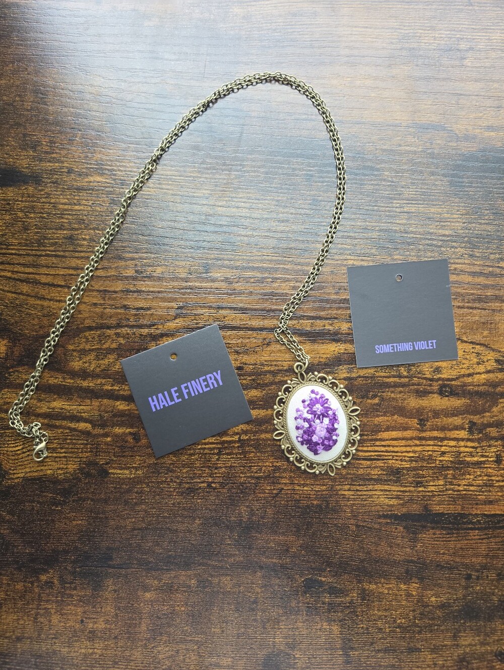 Something Violet | Hand Embroidered Pendant Necklace | Hale Finery